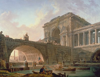 Architectonische capriccio door Hubert Robert